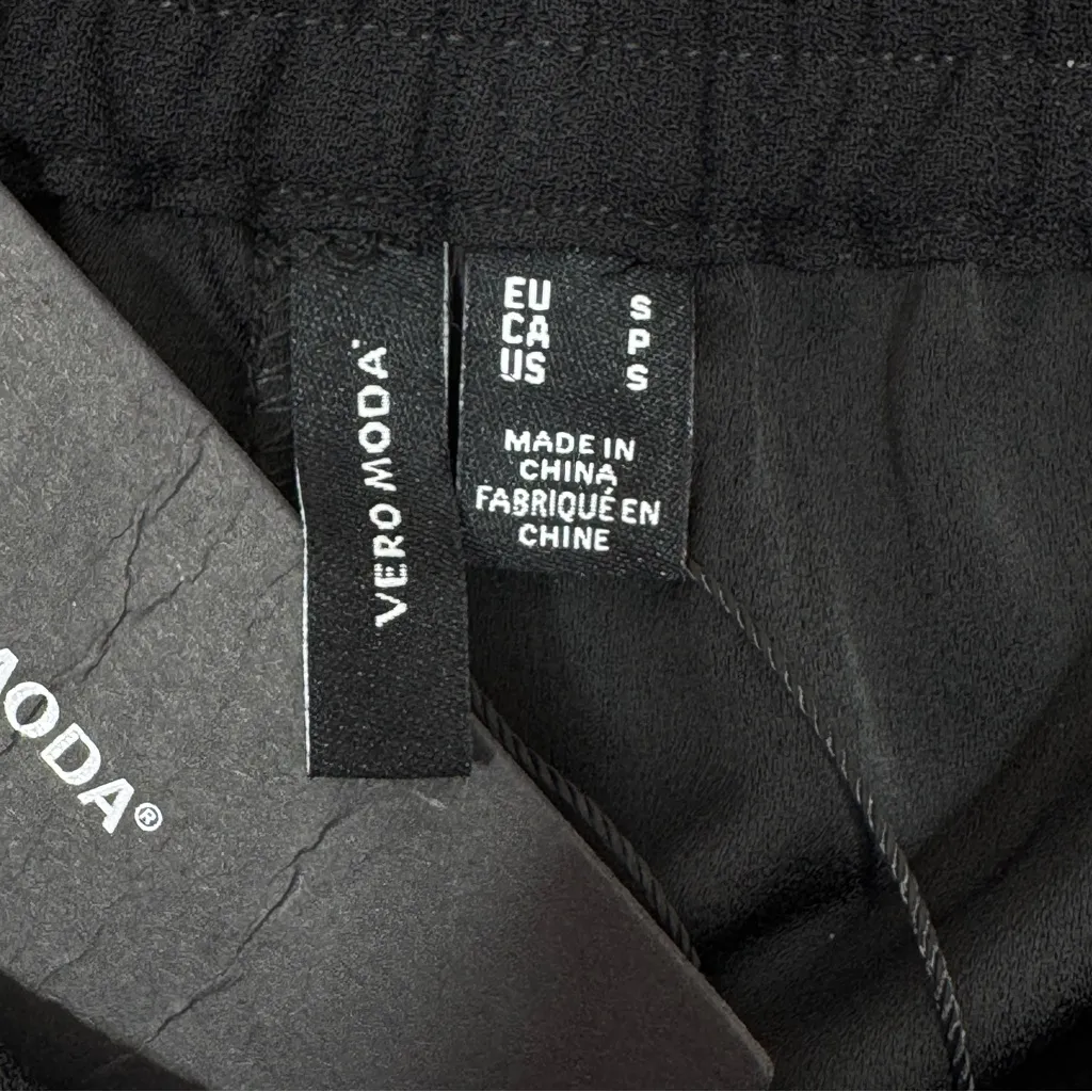 Vero Moda Stormi Tie Cuff Wide Leg High Waist Slouchy Pants Black Small - Image 8