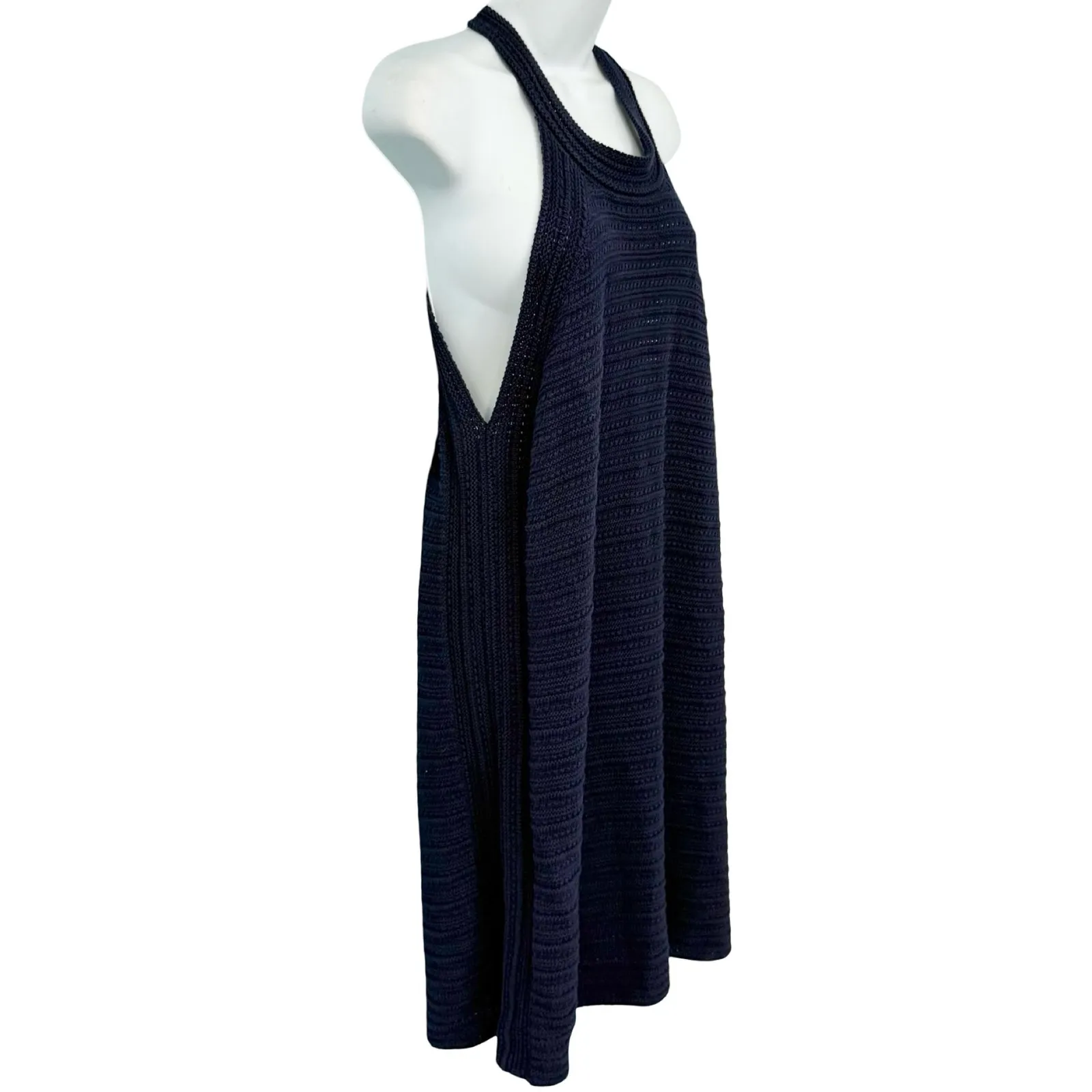 Gap Navy Blue Crochet Mini Halter Button Back Trapeze Dress size XL NEW Tags - Image 8