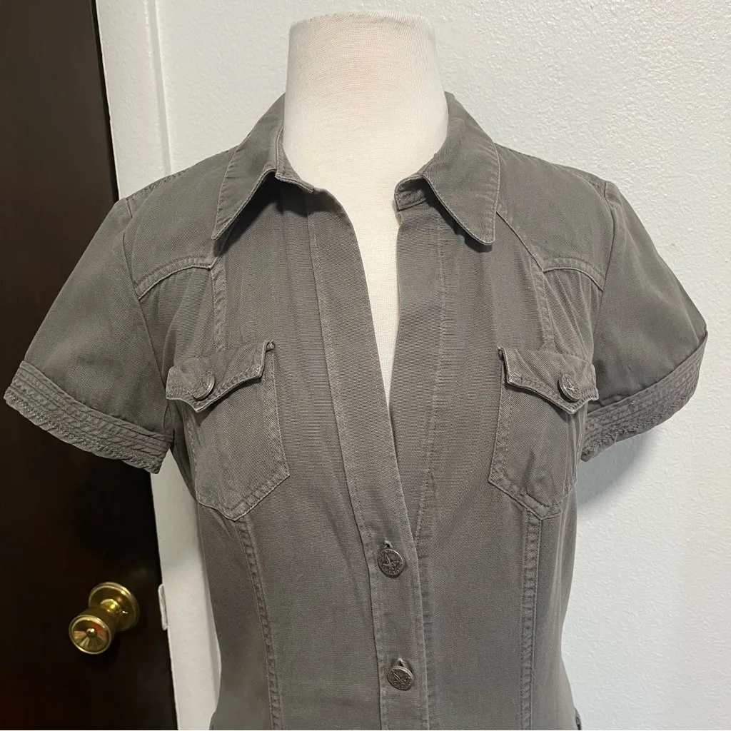 ZADIG & VOLTAIRE Women's Denim Button Down Dress Khaki Green Size 38 Medium - Image 5