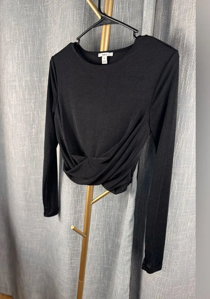 Bar III cropped crossover black long sleeve top. Size medium, like new! - Image 7