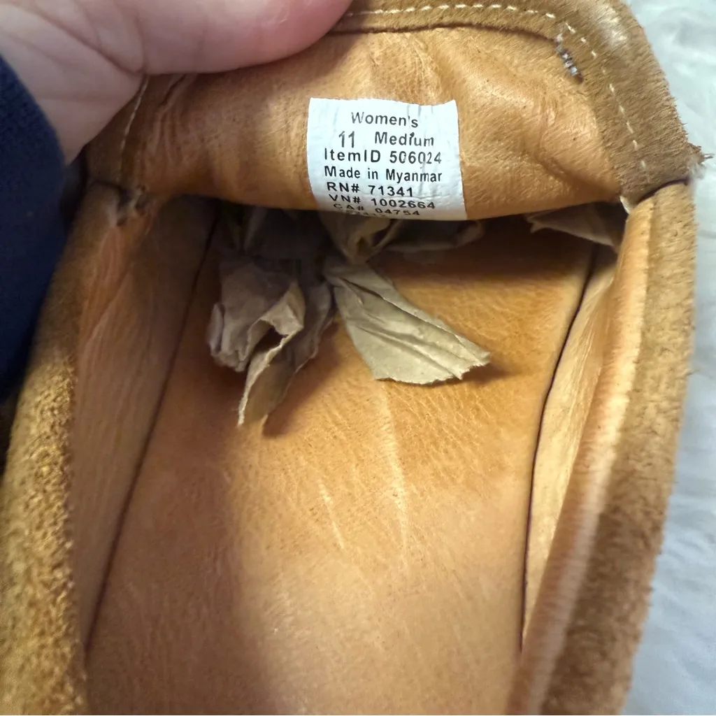 L.L.Bean Wicked Good Venetian Shearling Slippers Women’s 11 Brown Suede Tan - Image 3