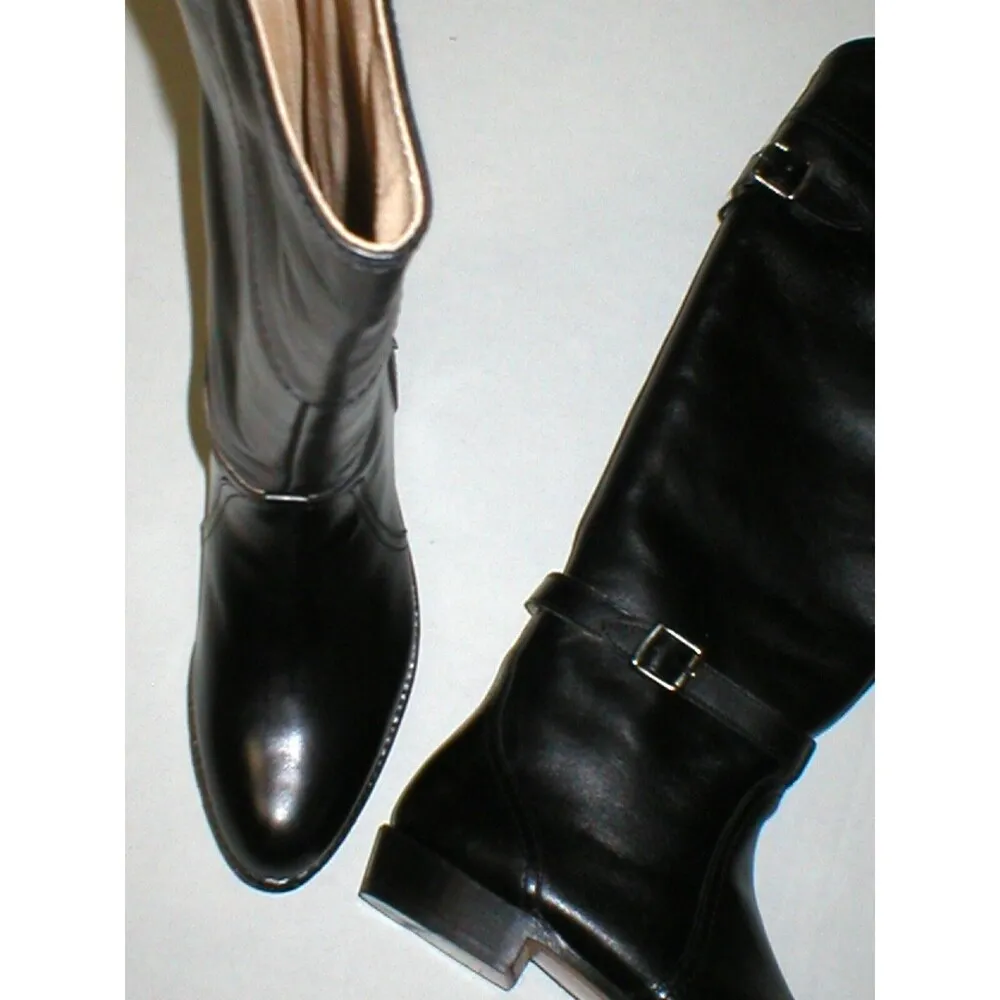 New $498 Black Womens 6 Frye Leather Boots Riding Tall Knee Buckle Dorado NWT - Image 12