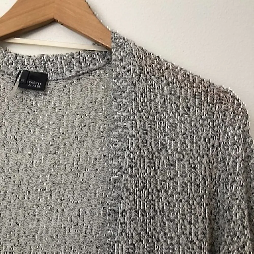 SPARKLE FADE URBAN OUTFITTERS White Black Open Marled Knit Cardigan Sweater XS - Image 5