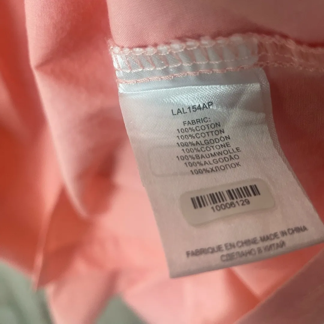 Lili Sidonio Anthropologie Smocked Button Front Mini Shirt Dress Pink Coral sz S - Image 5