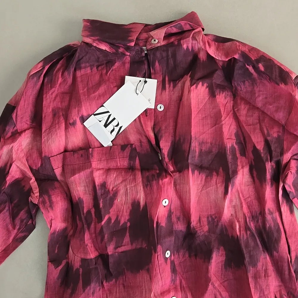 NWT! Zara Red & Black Tie Dye Button-Up Maxi Dress - Image 3