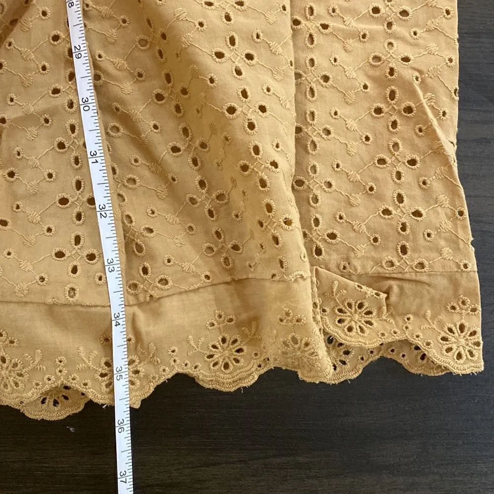 Knox Rose Flutter Sleeve Eyelet Lace Dress – Size M – Tan Boho Babydoll Style - Image 9