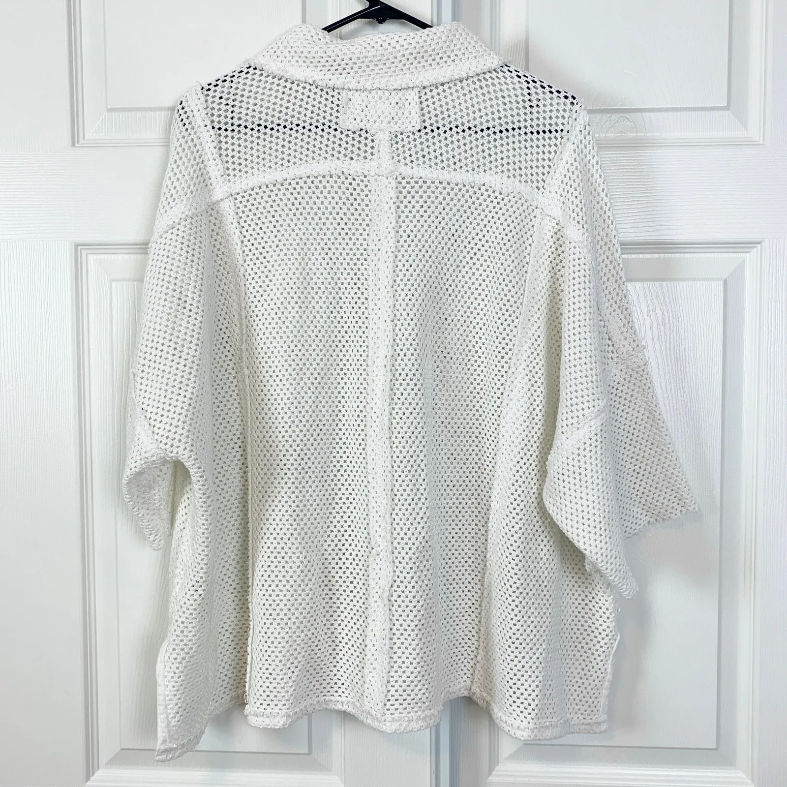 Free People Stay On Oversized Button Front Open Knit Shirt Blouse Top Ivory XS/S - Image 6