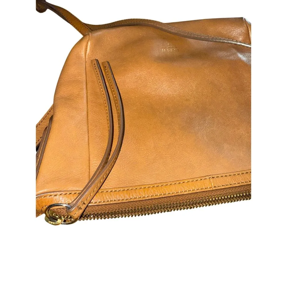 FOSSIL Sydney Crossbody Tan Beige Caramel Brown Leather Purse Bag w Strap EUC - Image 4