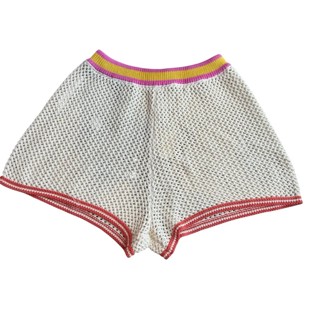 Offline Aerie Size M High Waist Crochet Shorts Cream Open Knit Beach Resort NWT‎ - Image 3