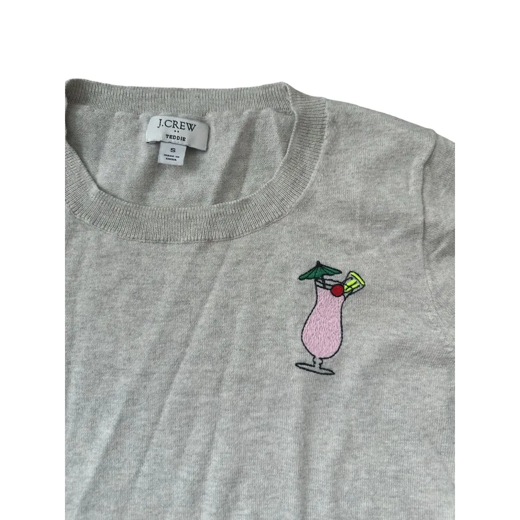 J CREW Cocktail Teddie Gray Sweater Size Small - Image 2