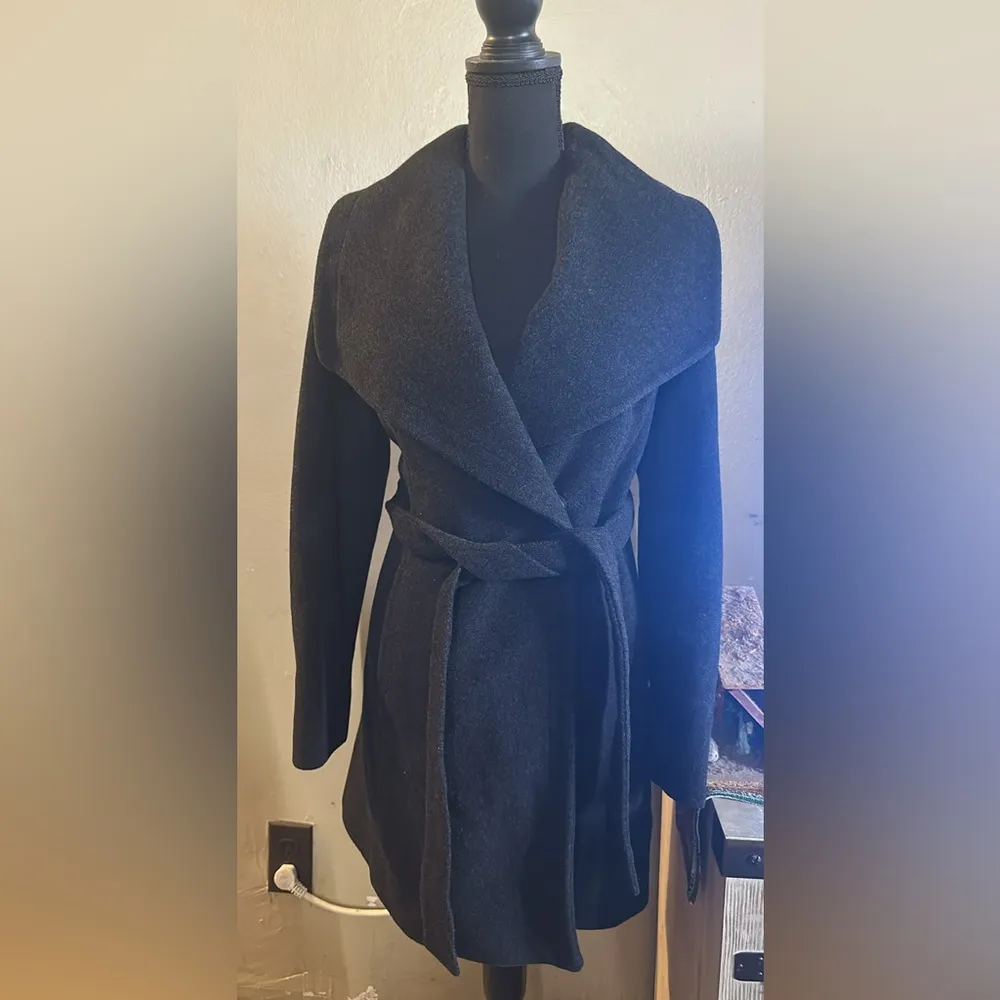 Michael Michael Kors size Small Stylish Black belted Wrap Coat wool cashmere - Image 2