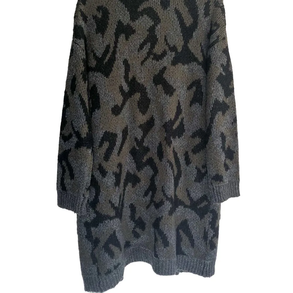 John + Jenn Cardigan Sweater Leopard Green Medium - Image 6