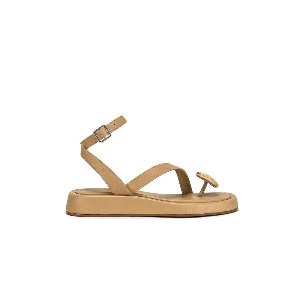 GIA BORGHINI x RHW Plexi Gem Stone Toe Sandals in Taupe 40.5 Womens Wrap Leather Tan Size 9.5 - Image 14