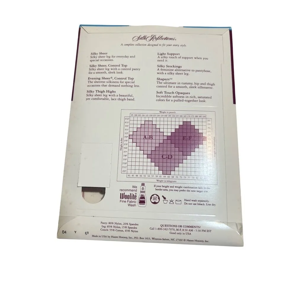 Vtg Hanes Silk Reflections Control Top Pantyhose 717 Sz EF Barely There New NOS - Image 4