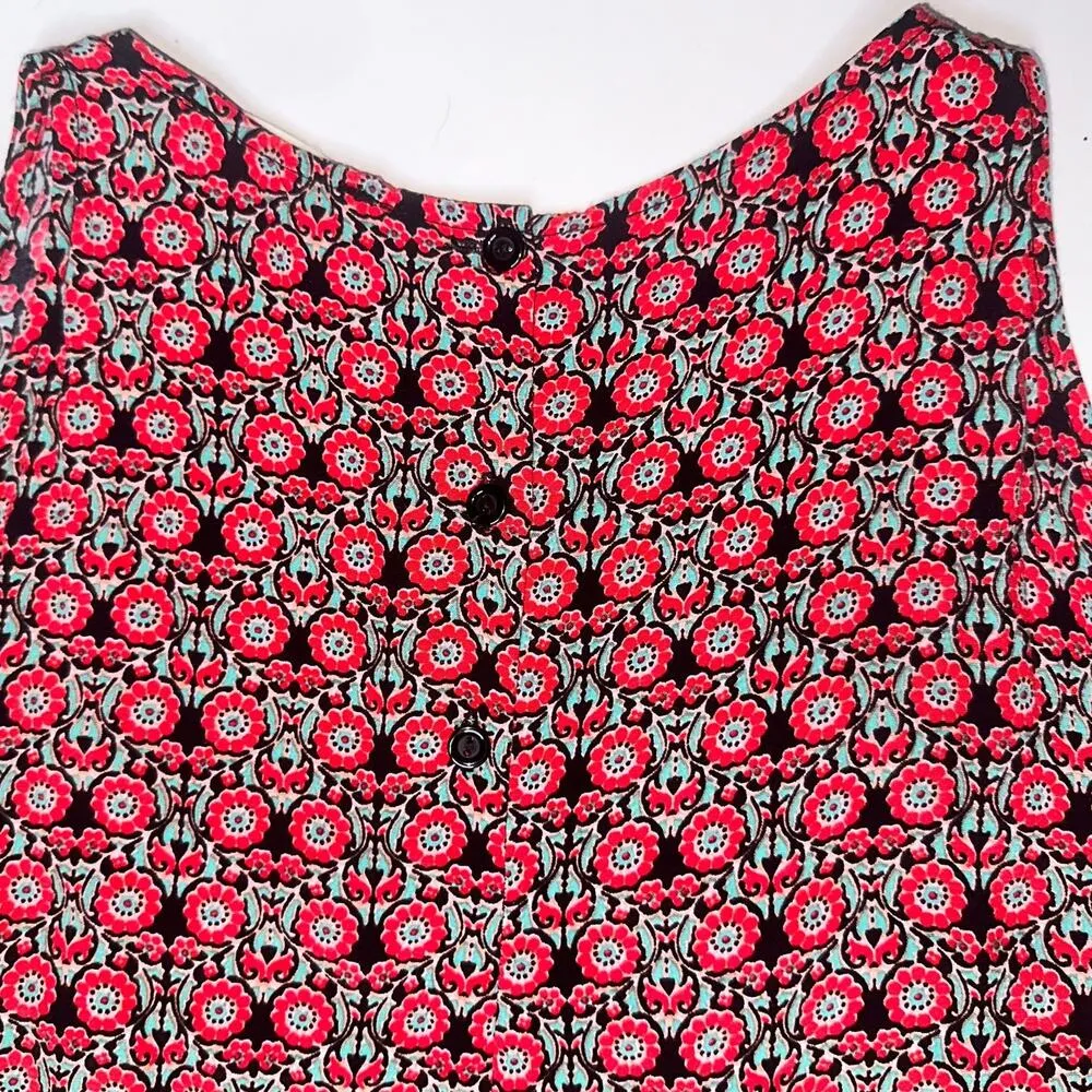 Staring at Stars Tunic Shirt Dress Boho Floral Cold Shoulder Red Blue Sz S NWOT - Image 5