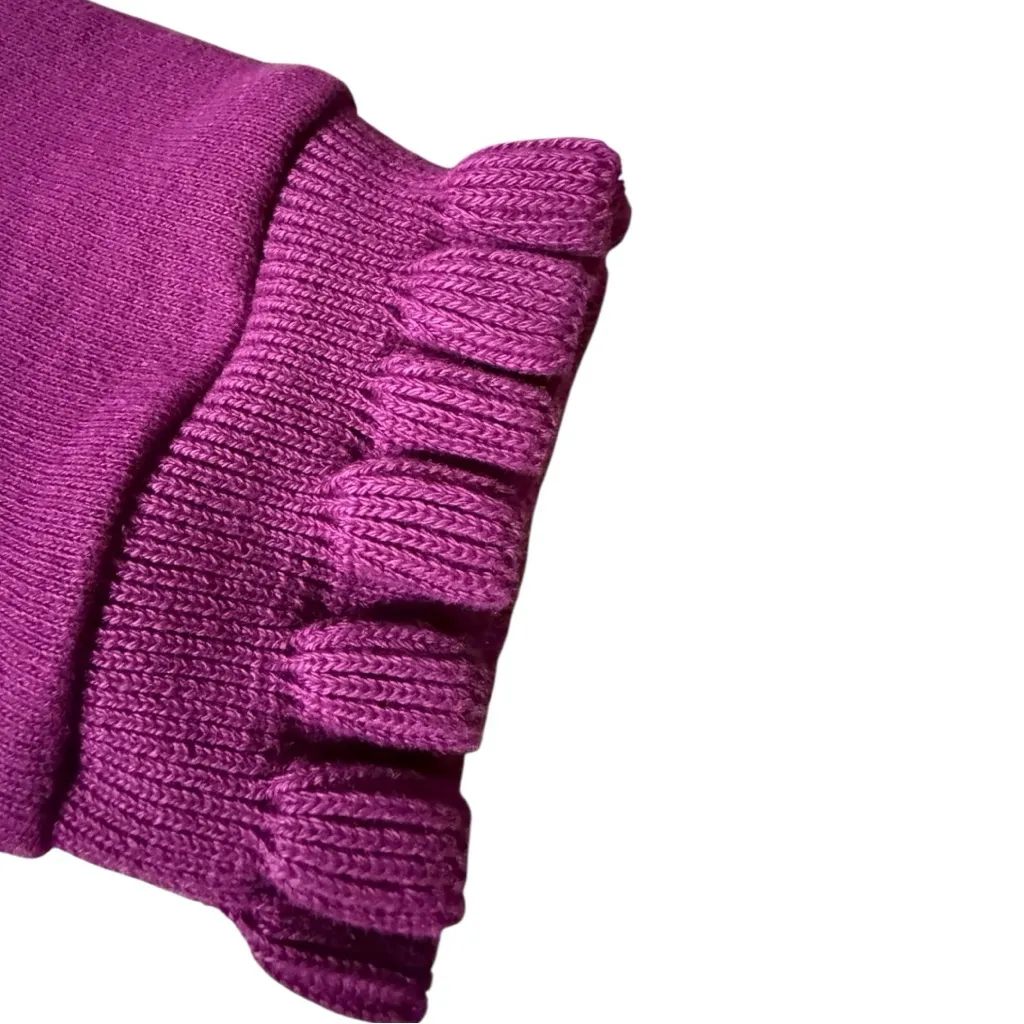 Talbots Ruffle Trim Raglan Purple Sweater Gold Buttons Cottage Boho Size Medium - Image 6