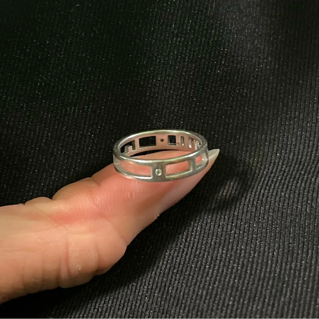 Designer Mose Code Sterling Silver Ring with mini stones/“diamonds” 3.5 - Image 2