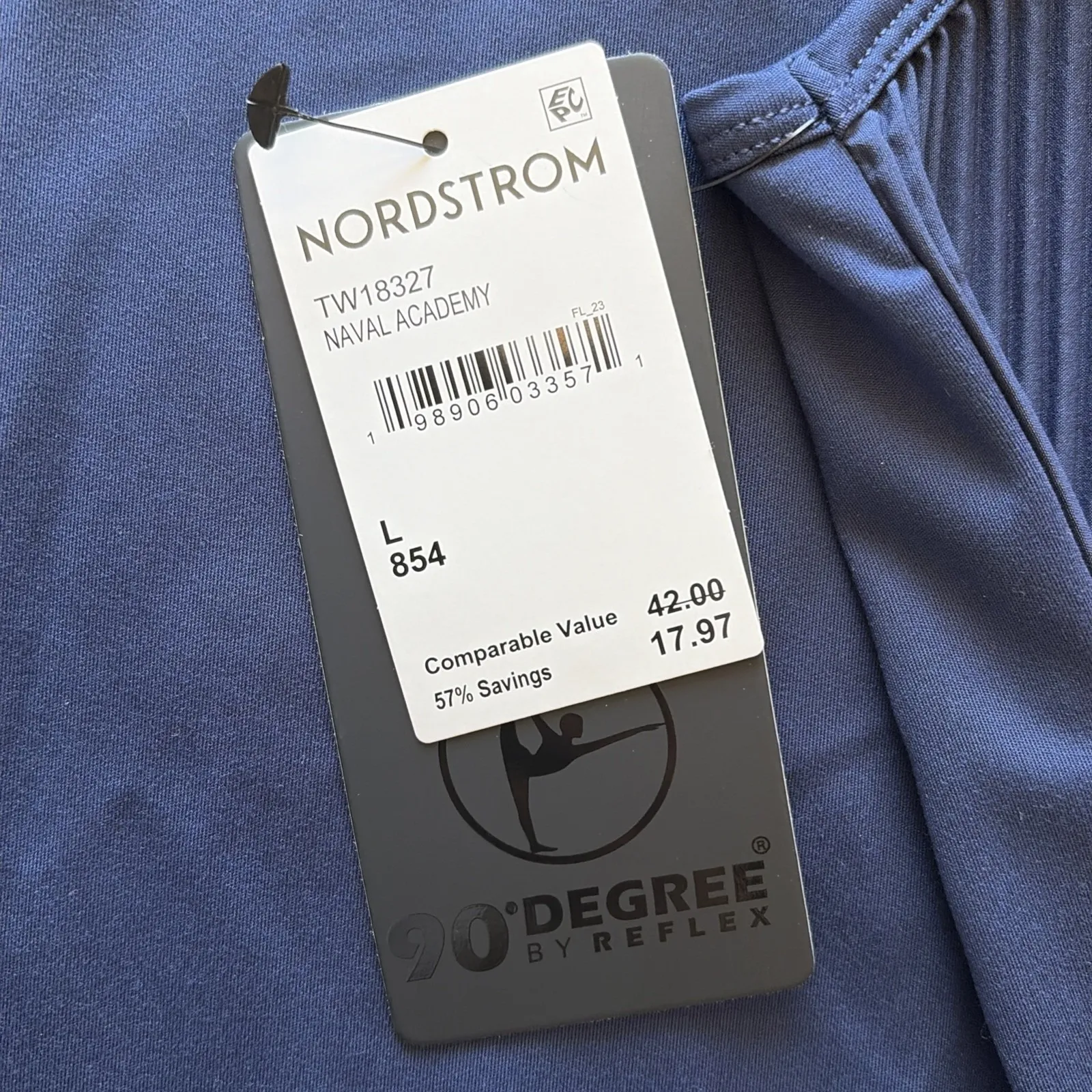 90 Degree Reflex Naval Academy Blue Easy Flow Plisse Tank Top Activewear Shirt L Size L - Image 5