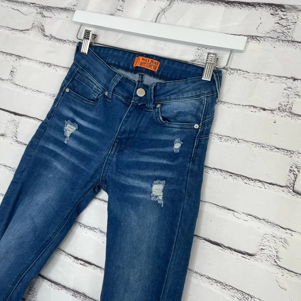 Wax Jean “Butt, I Love You” High Rise Skinny Jeans Blue Medium Wash Women’s 1/24 - Image 7