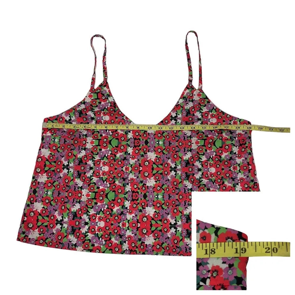 Lulu's Zenia Coral Red Multi Floral Print Cropped Cami Top - Large - Image 5