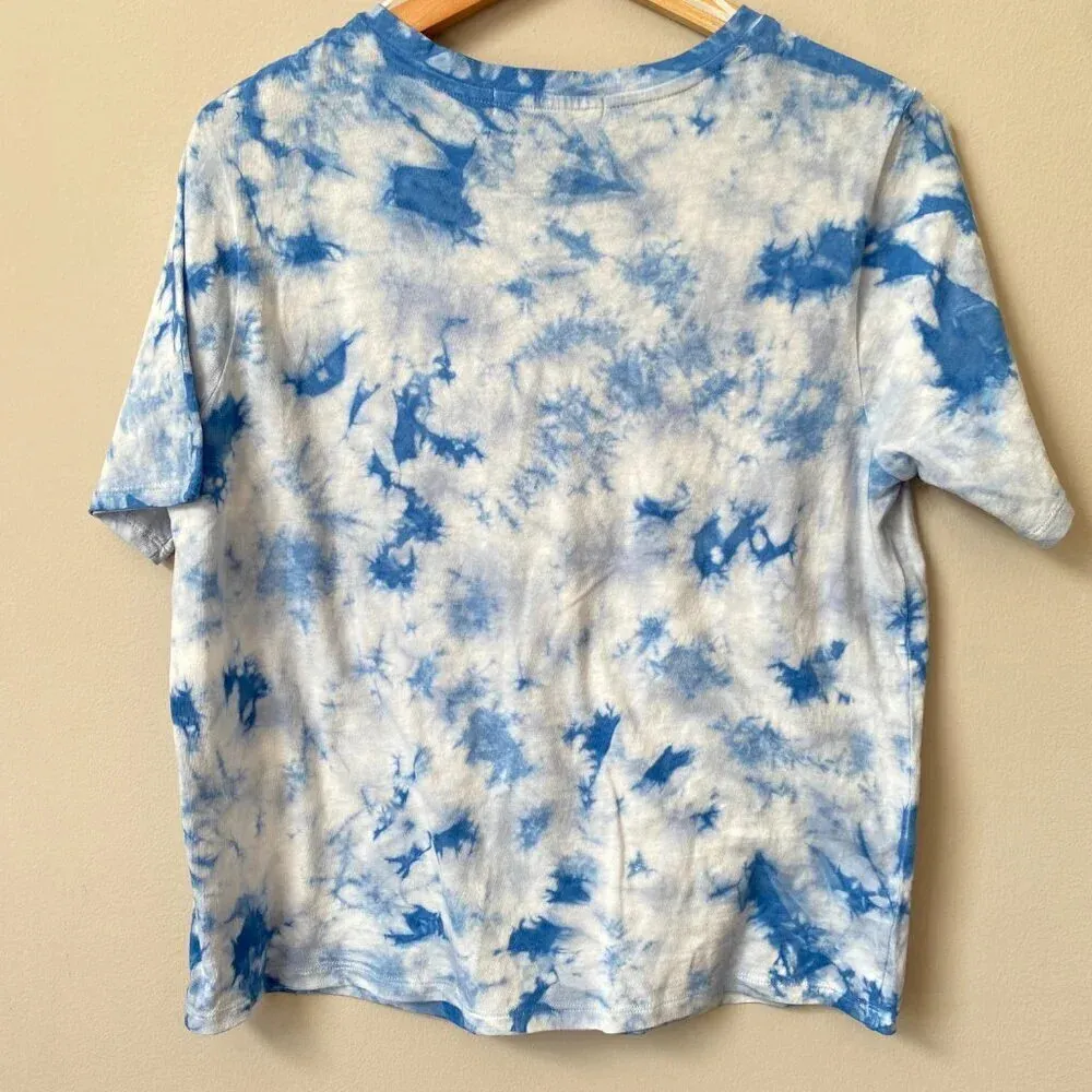 Elizabeth & James Women's Small Blue Cloud Tie Dye Short Sleeve Tee Shirt Casual - Image 12