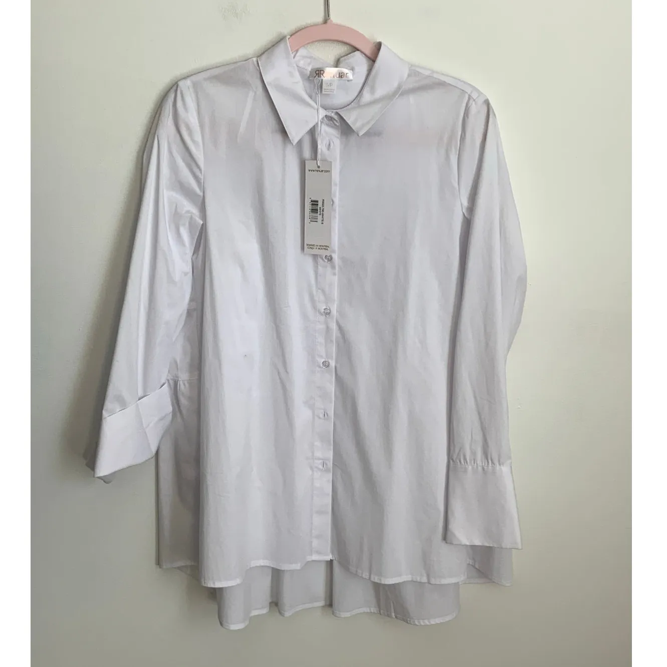 Renuar Gathered Back Big Shirt In White‎ NWT size small White - Image 4