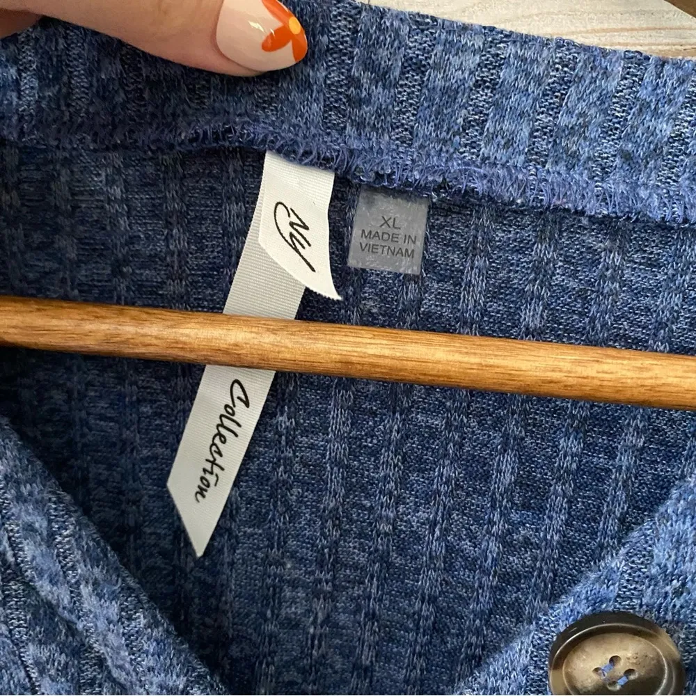 NY Collection Knit Blue Ribbed Top XL - Image 4