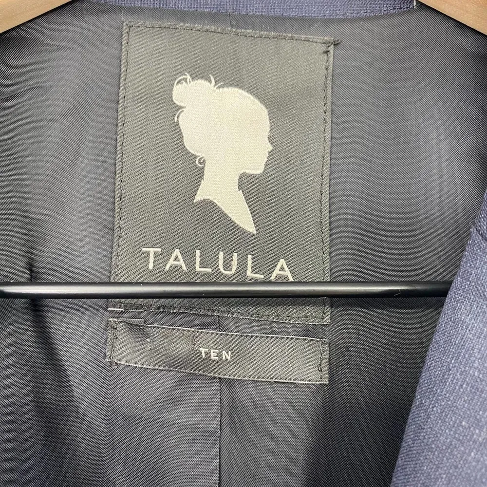 Talula Aritzia Blazer Wool Blend Navy Blue 2 Buttons Gold Crest Womens 10 - Image 7
