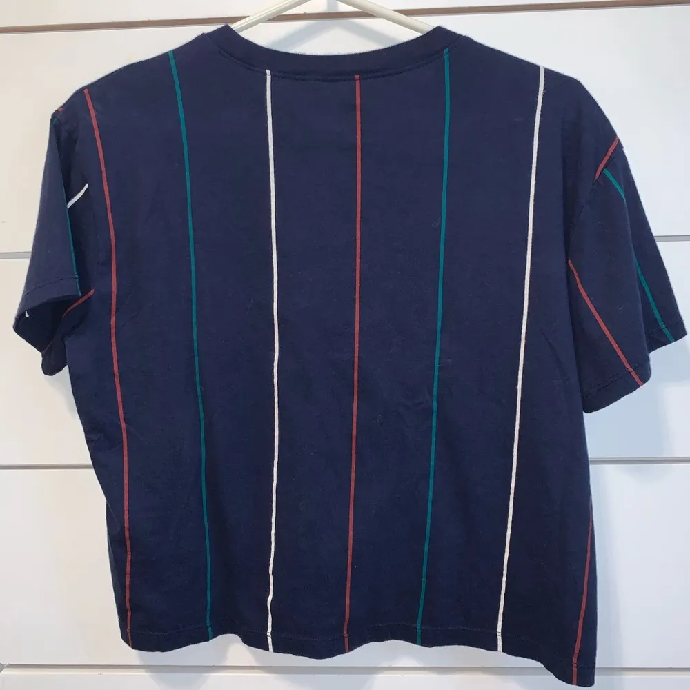 Pacsun navy blue red white green striped tee - Image 3