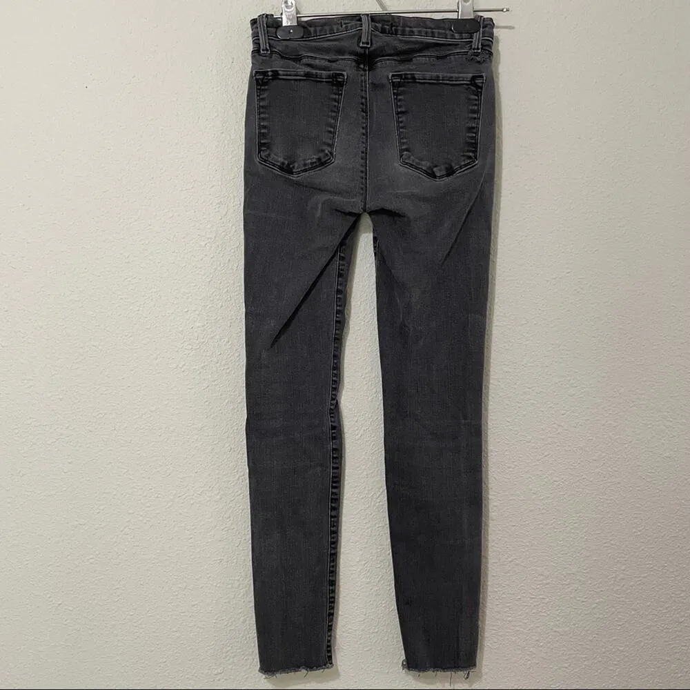 J Brand Grey Mid Rise Skinny Jeans Womens 23 Raw Hem Stretch Denim Casual - Image 2