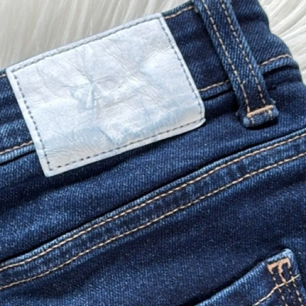 Zara Dark Wash High Rise Flare Jeans - Image 7