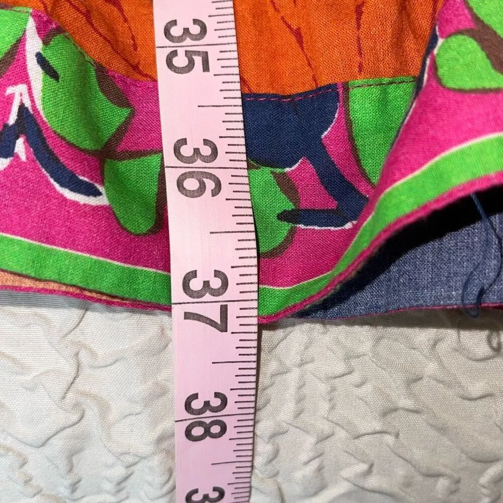 La Plage Floral Short Sleeve Tiered Cotton Short Dress Mughal Carnation Navy Mul Blue Size L - Image 9