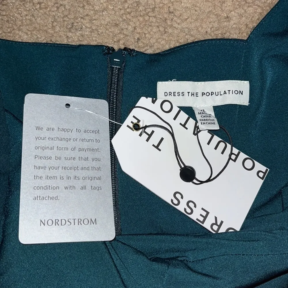 Dress the Population Dana Bodycon Sheath V-Neck Square Back Tie‎ Sash Dress XL - Image 10