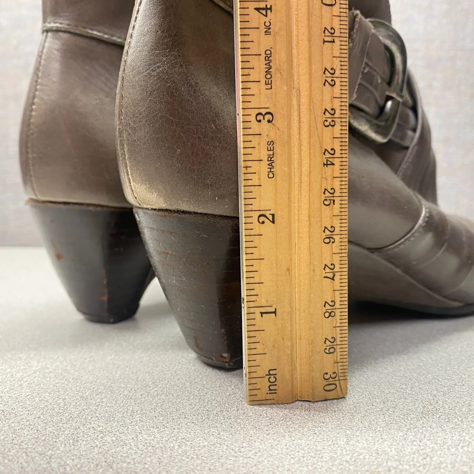 Pikolinos Sz 38 Gray Leather Ankle Boots Wedge Heel Buckle Women Shoes - Image 12