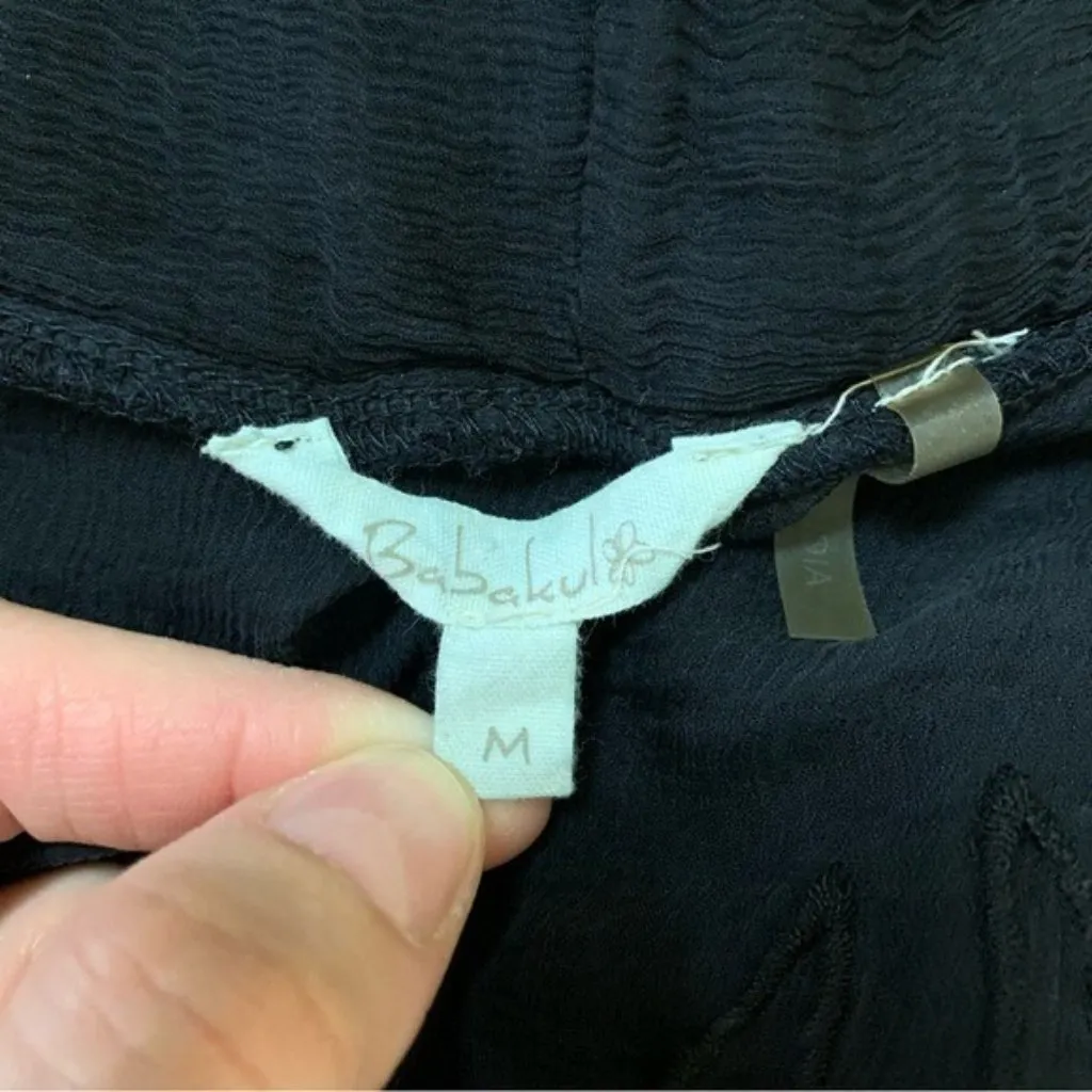 Babakul Black Cardigan Medium Open Front‎ Silk Viscose Cutout Back Geometric - Image 6