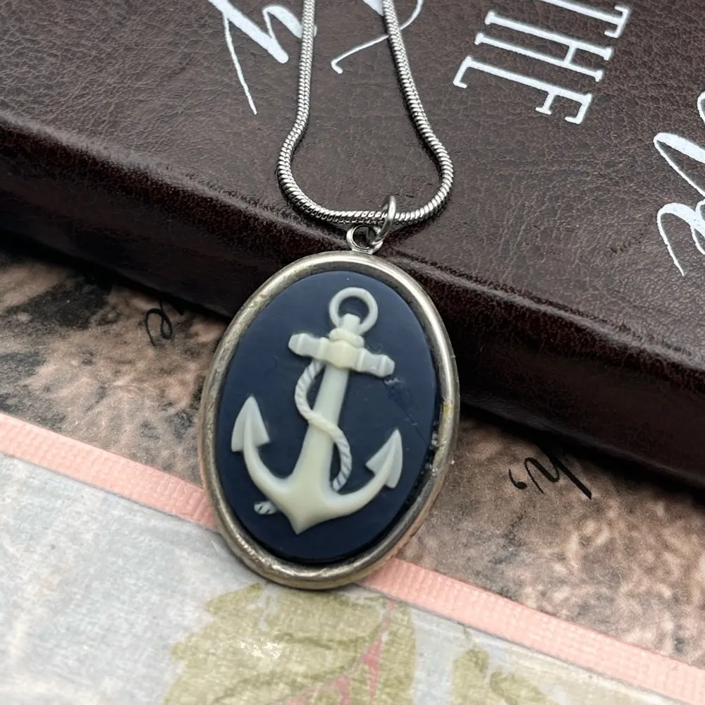 Vintage Nautical Anchor Necklace Stainless Steel 20” Navy Coastal Cowgirl Black - Image 2