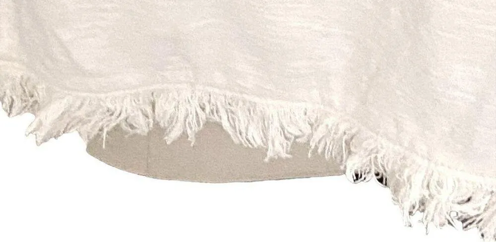 RUFF HEWN Ladies BOHO CHIC Embroidered White Short Sleeve Fringe Blouse ~ Size S - Image 8