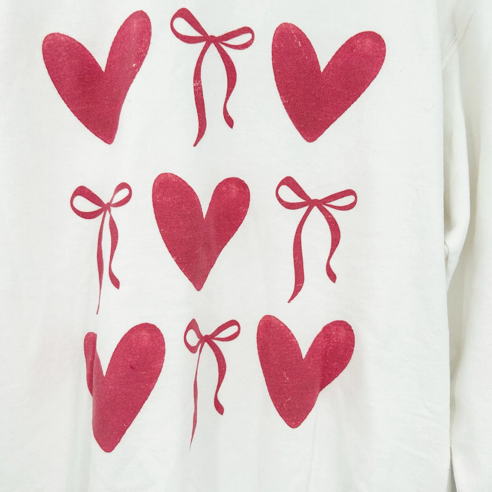 Super Mrkt. Womens Lounge‎ Romantic Valentines Day Bow Heart Sweatshirt Size S/M White - Image 4