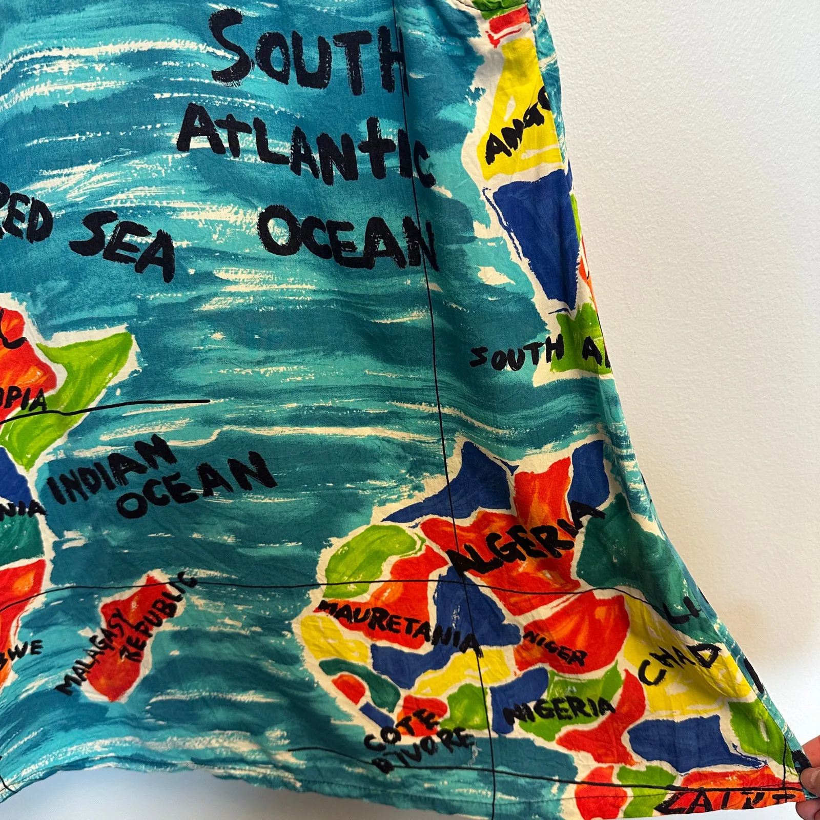 Jams World VTG Multicolor Africa Map Print Sleeveless Hawaiian Shirt Boho Medium - Image 14