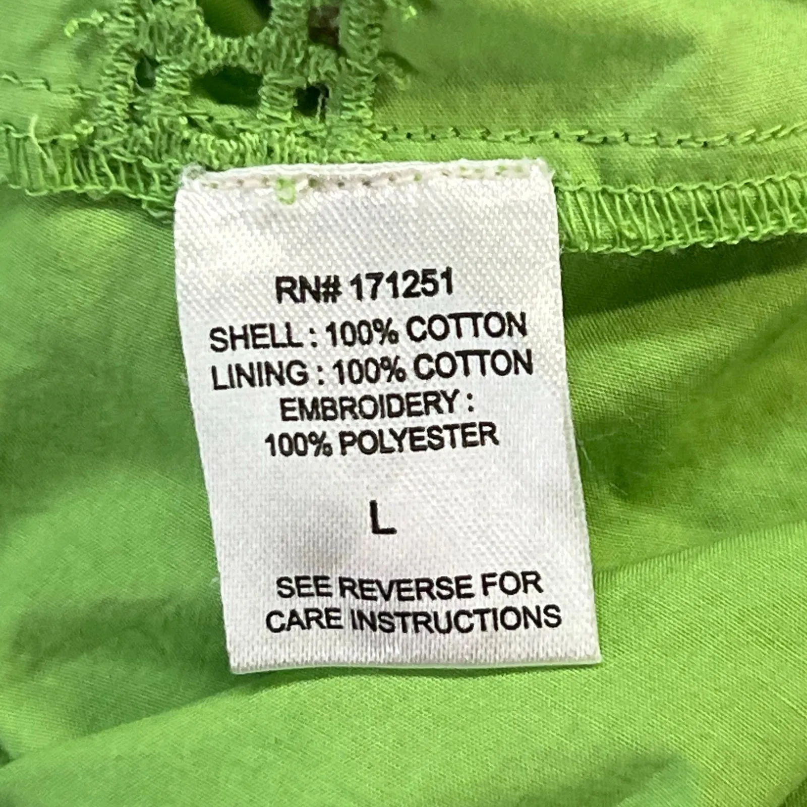 Love The Label Cassia Blouse Womens L Kiwi Green Embroidered Eyelet Boho Chic Size L - Image 12