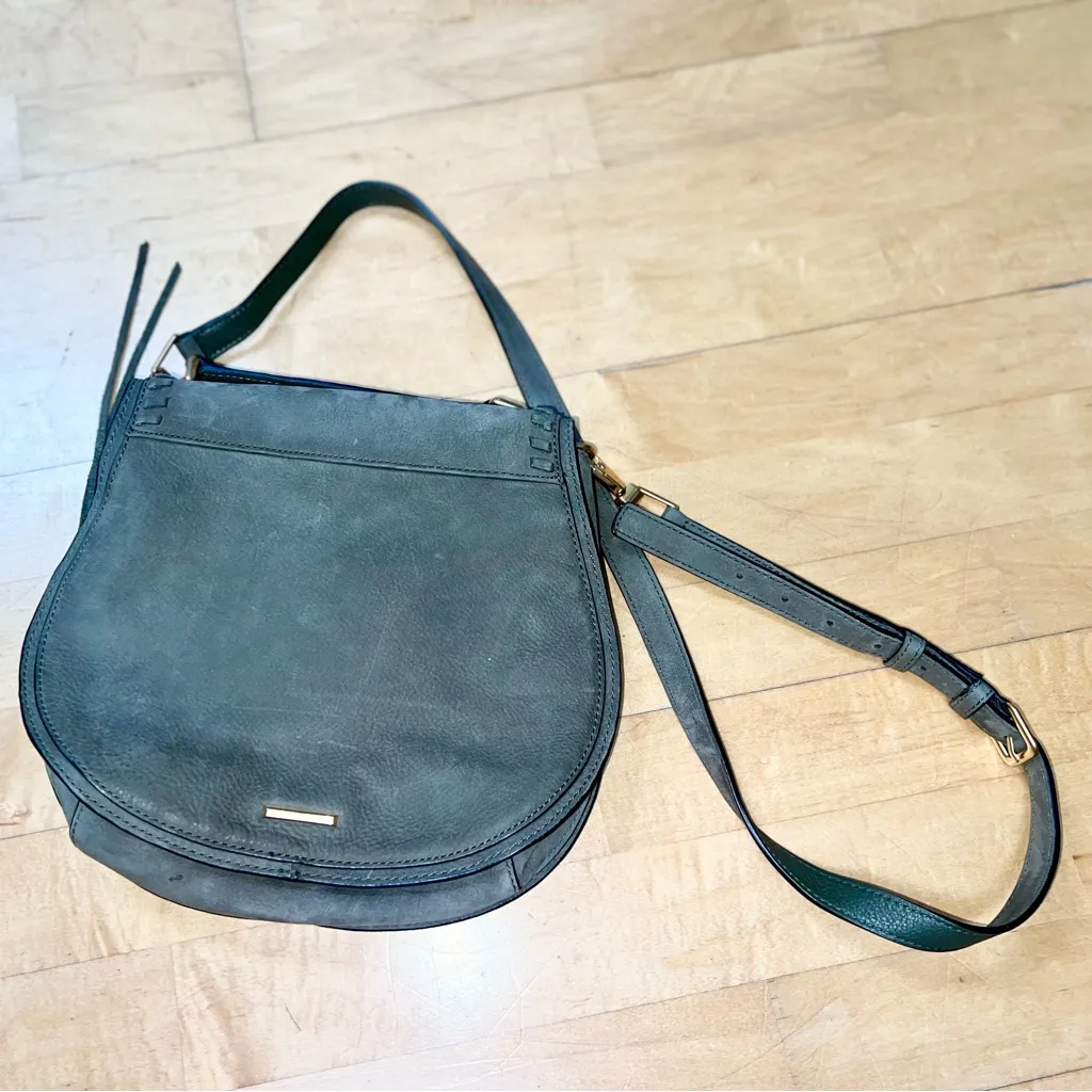 EUC Rebecca Minkoff Grey Vanity Large Saddle Bag Handbag Purse Crossbody - Image 2