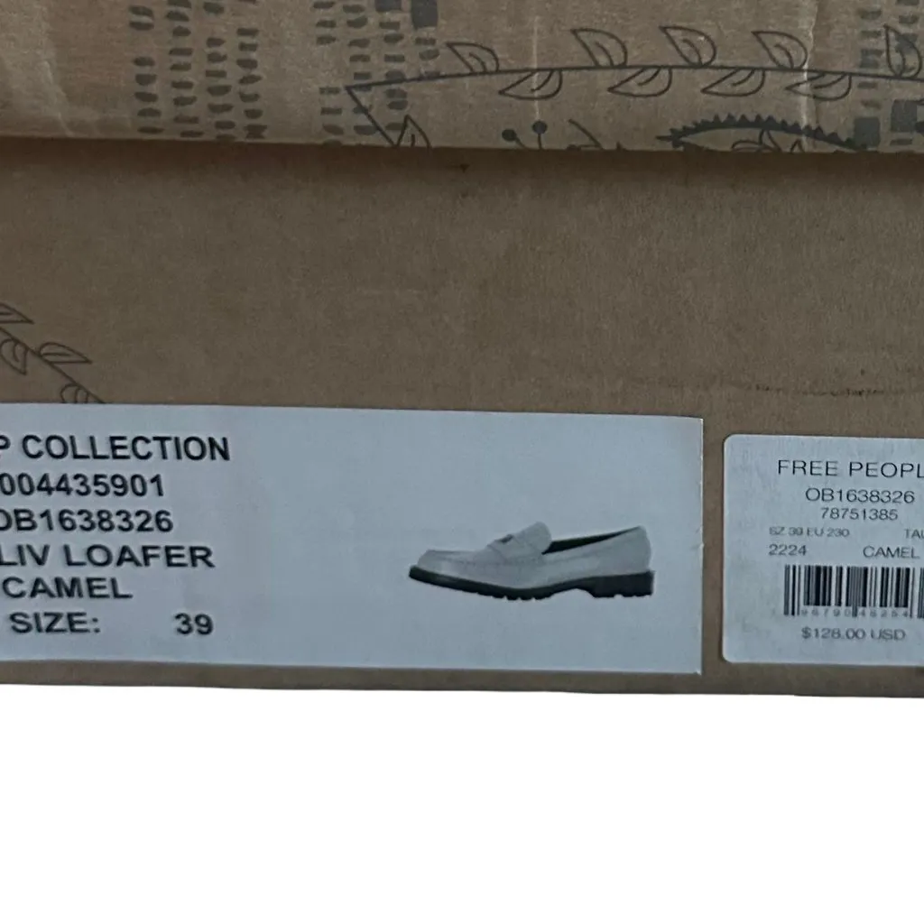 Free People Liv Loafers Slip-On Shoes Camel Tan Penny Loafer Size 8.5 Womens NIB - Image 10