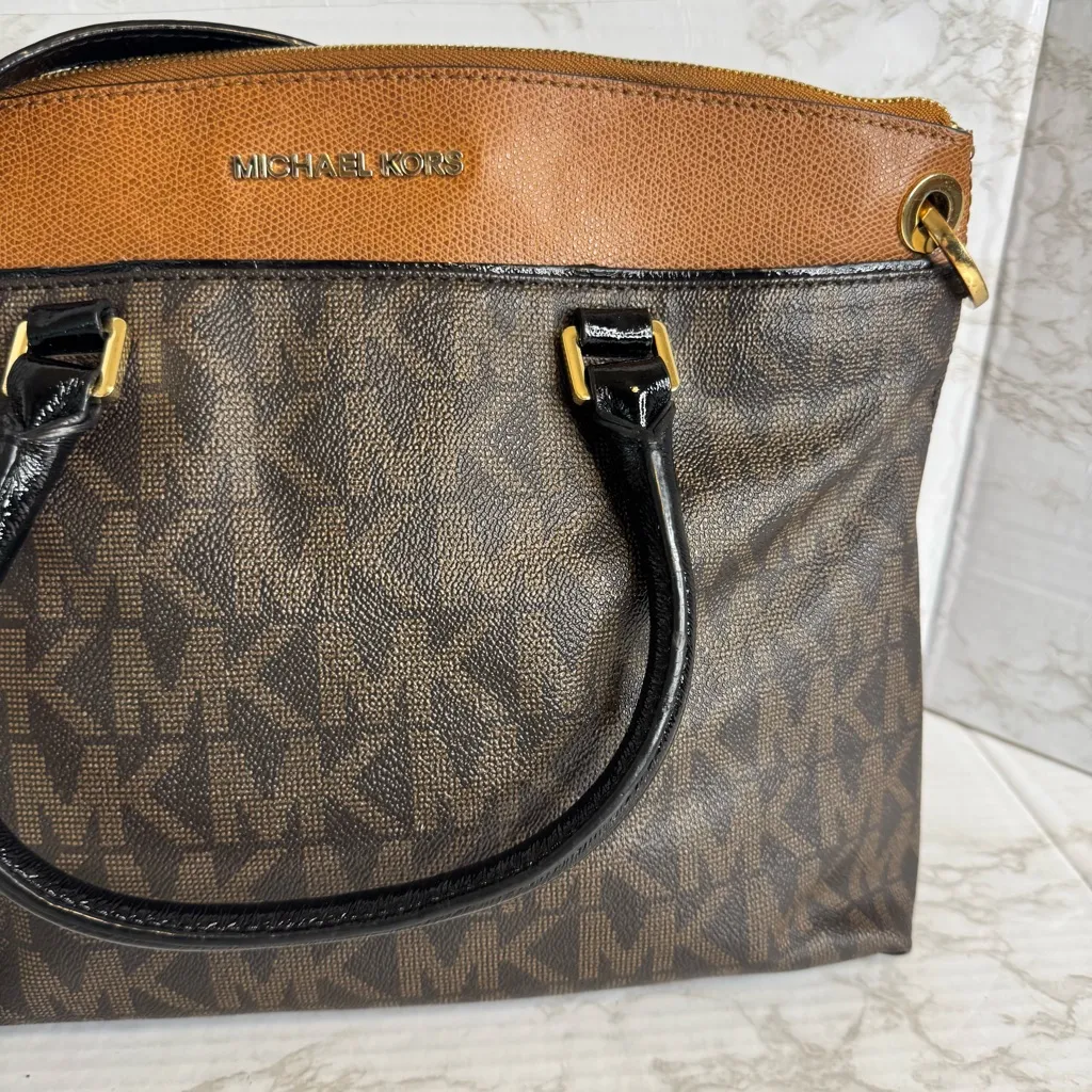 Michael Kors Aubrey Large Satchel Brown/Luggage women’s bag shoulder purse - Image 5