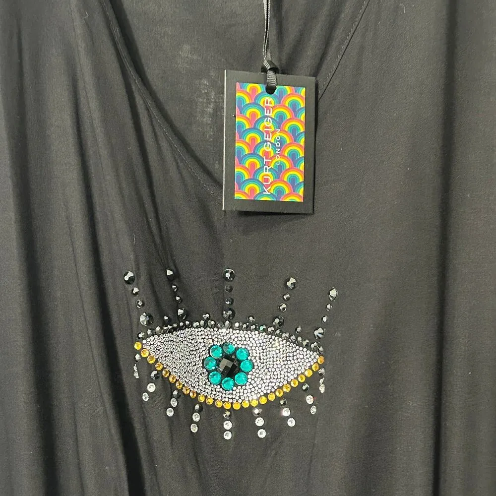 New Kurt Geiger Black Eye Tunic Cover Up Dolman Sleeve Resort Lounge Luxury Sm - Image 10