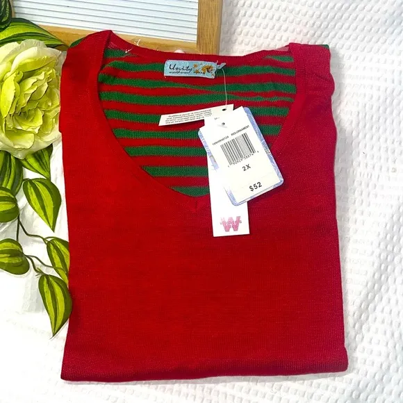 🎄 Unity Women's Sweater 2X Christmas Reindeer Rudolph Red Nose Bedazzled S… - Image 2