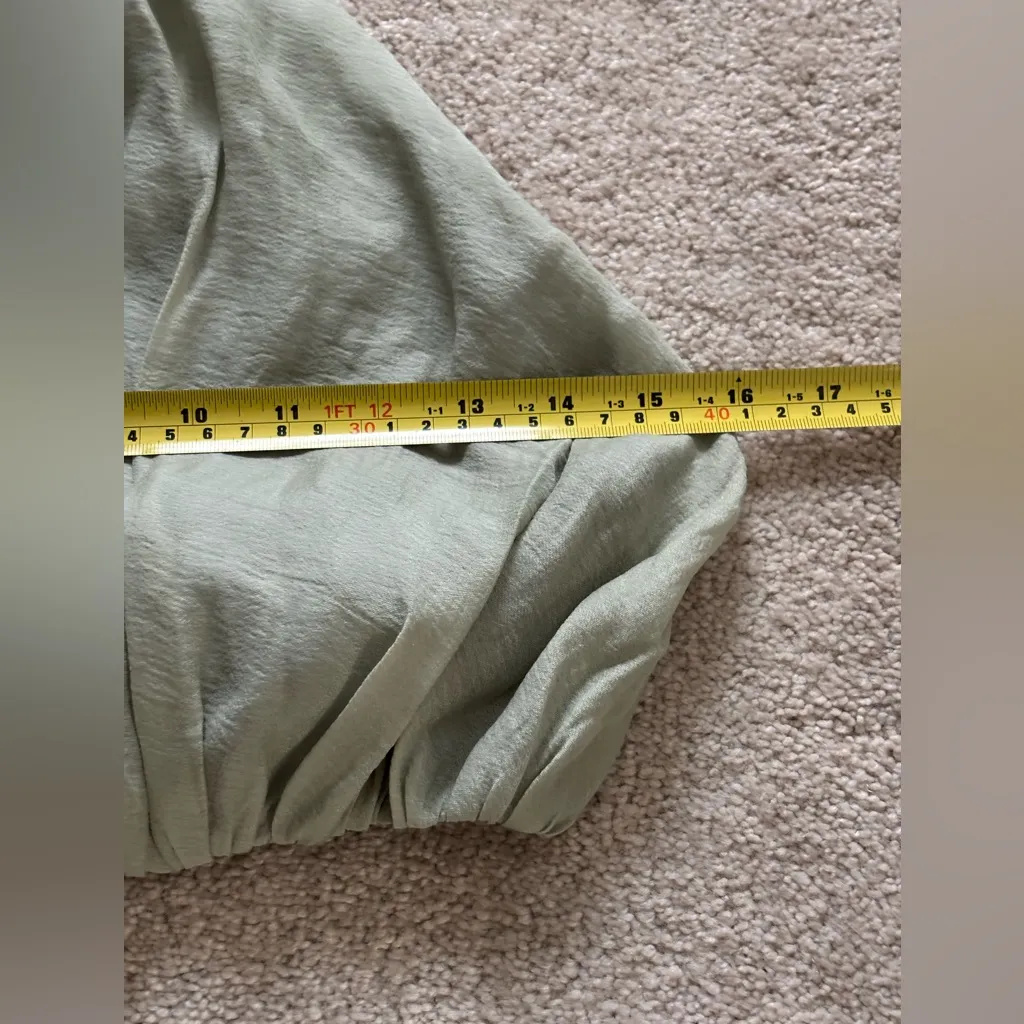 Mable Sage Green Halter Bubble Hem Top - Image 6