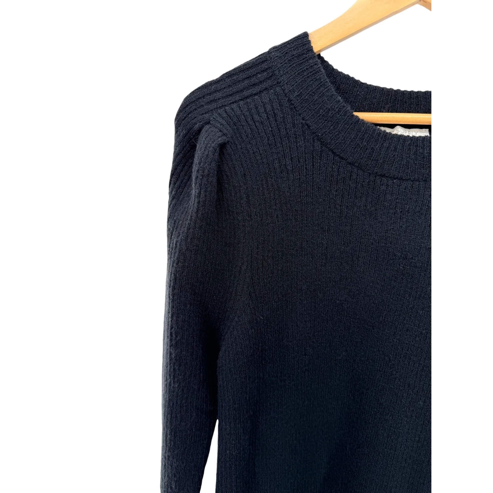 Z Supply Meredith Sweater Dress Black Ribbed XL Long Sleeve Cozy Minimalist Knit - Image 12