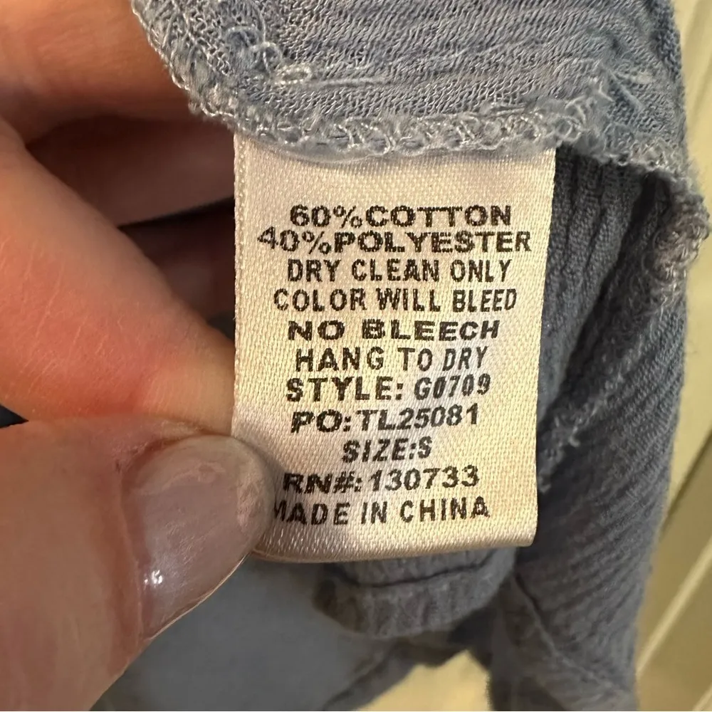 Umgee Boho Crochet Color Block Lace Bell Sleeve Tunic Blouse Size Small Peasant - Image 3