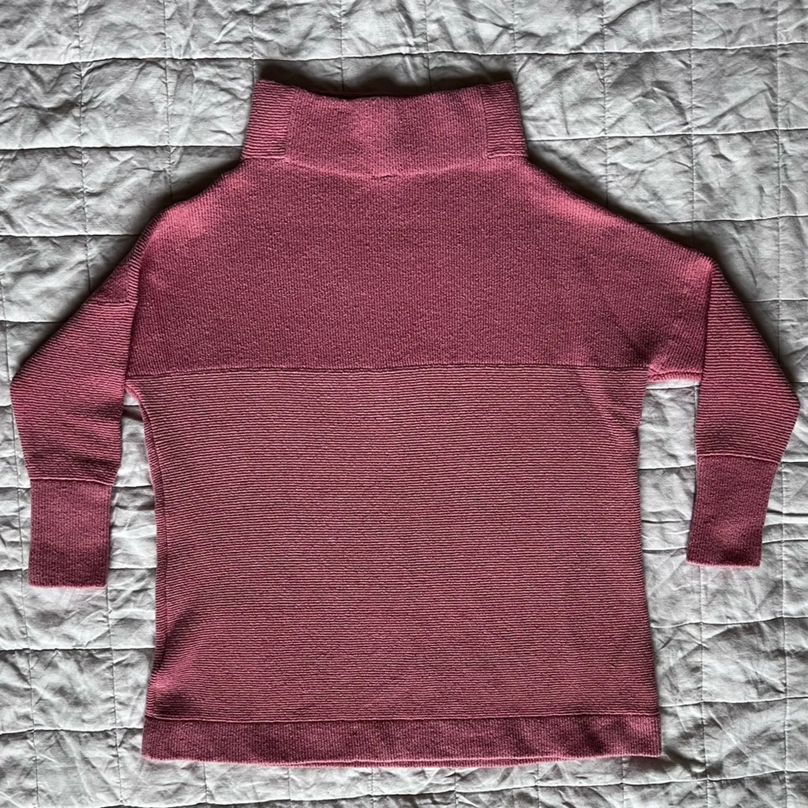 Free People Women's Pink Heavy Rib Knit Turtleneck Ottoman Sweater Tunic - Small - Image 2