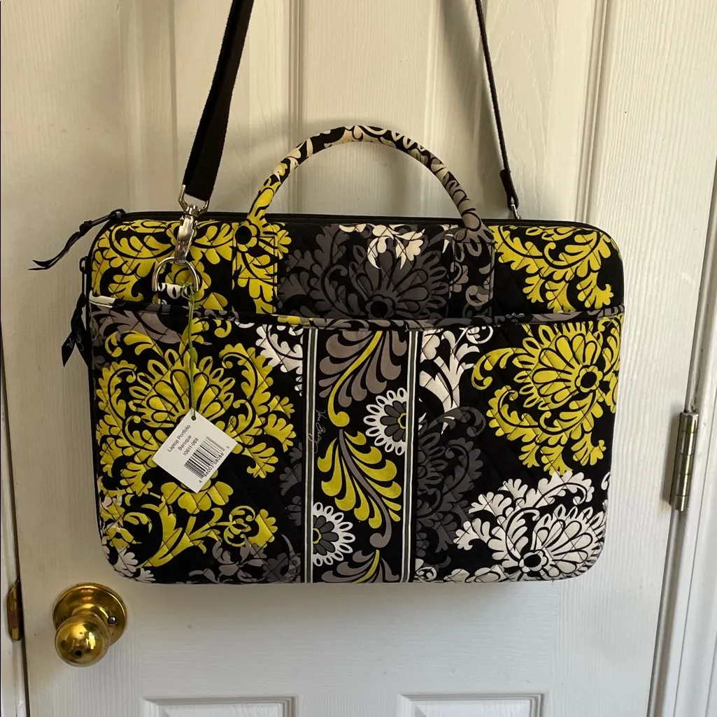 Vera Bradley Coquette, Cottagecore, Boho Black and Yellow Laptop Bag - Image 2